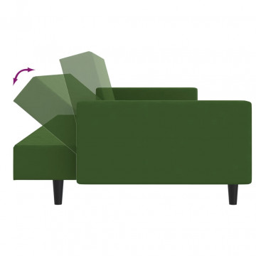 Canapea extensibilă cu 2 locuri, verde închis, catifea - Img 6