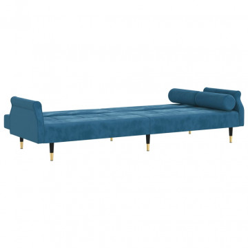 Canapea extensibilă cu perne, albastru, catifea - Img 7