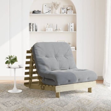 Canapea futon cu saltea, 80x206x11 cm, lemn de pin tratat - Img 1