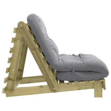 Canapea futon cu saltea, 80x206x11 cm, lemn de pin tratat - Img 5
