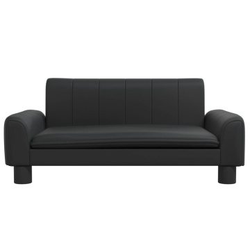 Canapea pentru copii, negru, 70x45x30 cm, piele ecologică - Img 3