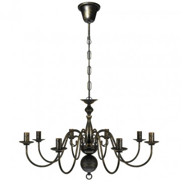 Candelabru Negru de metal în stil antichizat, 8 x becuri E14 - Img 2