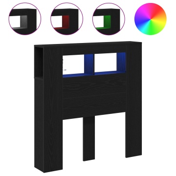 Cap de pat cu LED-uri Gri Stejar 100x18,5x103,5 cm - Img 4