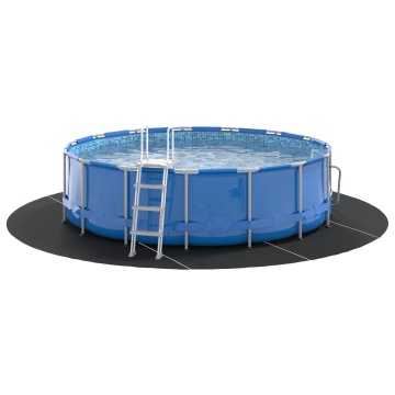 Capac rotund pentru piscină Negru Plastic Ø 500 cm - Img 3