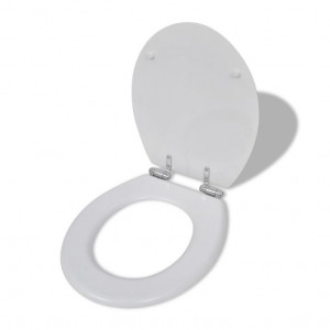Capac WC cu închidere silențioasă alb MDF design simplu - Img 3