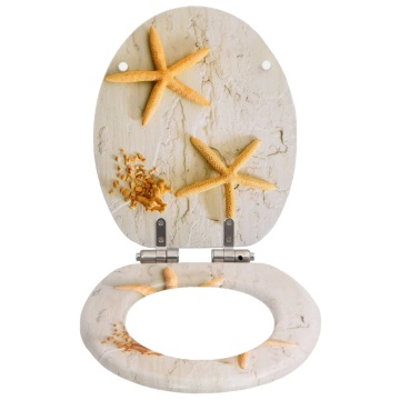 Capac WC cu închidere silențioasă, MDF, design stea de mare - Img 2