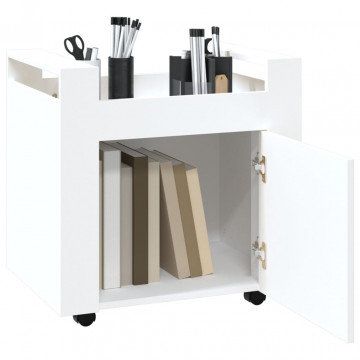 Cărucior de birou, alb, 60x45x60 cm, lemn prelucrat - Img 8