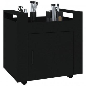 Cărucior de birou, negru, 60x45x60 cm, lemn prelucrat - Img 4