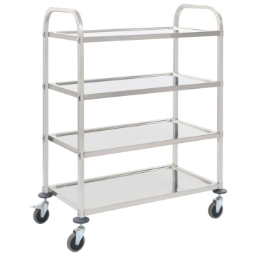 Cărucior de bucătărie 4 niveluri 107x55x125 cm oțel inoxidabil - Img 1
