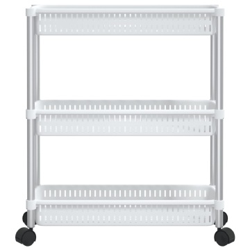 Cărucior de depozitare cu 3 niveluri, argintiu și alb, aluminiu - Img 3