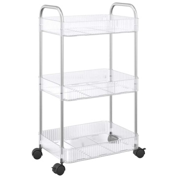 Cărucior de depozitare cu 3 niveluri transparent acrilic - Img 5