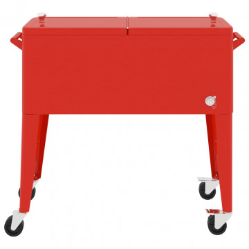 Cărucior frigorific cu roți roșu 92x43x89 cm - Img 3