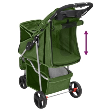 Cărucior pliabil pentru câini verde 80x46x98 cm țesătură Oxford - Img 6