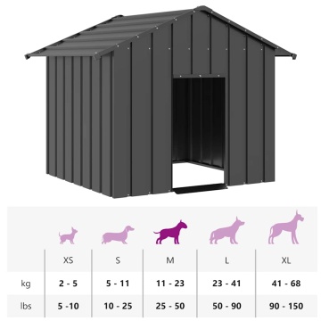 Casă pentru câini cu acoperiș 131x101x102 cm oțel galvanizat - Img 7