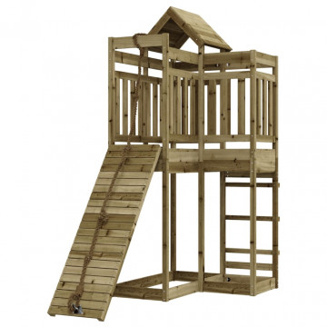 Căsuță de joacă cu perete de cățărat, lemn de pin impregnat - Img 3