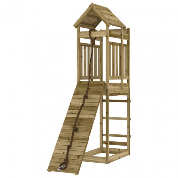 Căsuță de joacă cu perete de cățărat, lemn de pin impregnat - Img 4