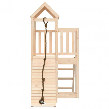 Căsuță de joacă cu perete de cățărat, lemn masiv de pin - Img 4