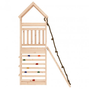Căsuță de joacă cu perete de cățărat, lemn masiv de pin - Img 8