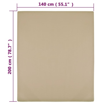 Cearșaf de pat cu elastic, 2 buc, gri taupe, 140x200 cm bumbac - Img 4