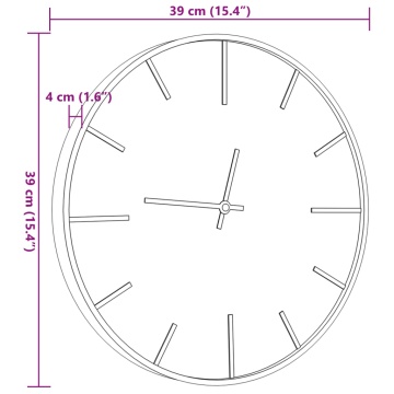 Ceas de perete, maro, Ø39 cm, fier și lemn prelucrat - Img 6