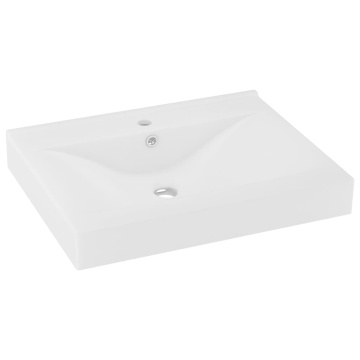 Chiuvetă baie lux orificiu robinet alb mat 60x46 cm ceramică - Img 2
