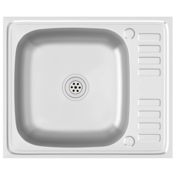 Chiuvetă bucătărie cu scurgător, argintiu 600x500x155 mm oțel - Img 2