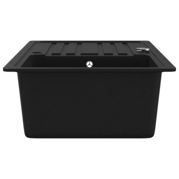 Chiuvetă bucătărie granit, bazin unic cu scurgere reversibilă, negru - Img 5