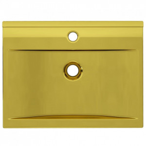 Chiuvetă cu preaplin, auriu, 60x46x16 cm, ceramică - Img 3