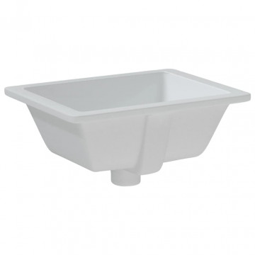 Chiuvetă de baie, alb, 39x30x18,5 cm, pătrată, ceramică - Img 5