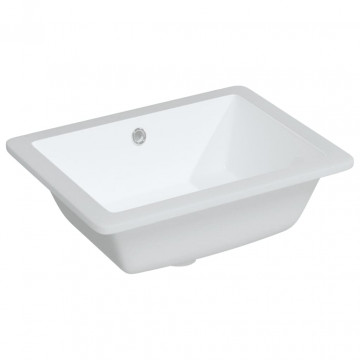 Chiuvetă de baie, alb, 46,5x35x18 cm, pătrată, ceramică - Img 2