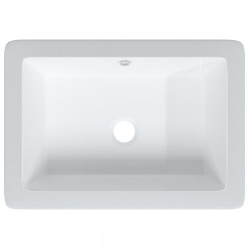 Chiuvetă de baie, alb, 46,5x35x18 cm, pătrată, ceramică - Img 6