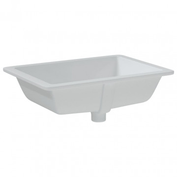 Chiuvetă de baie, alb, 55,5x40x18,5 cm, pătrată, ceramică - Img 5