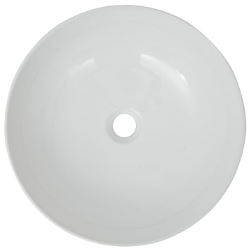 Chiuvetă de baie din ceramică, rotundă, 41,5 x 13,5 cm, alb - Img 3