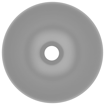 Chiuvetă de baie, gri deschis, ceramică, rotund - Img 4