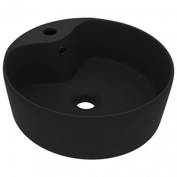 Chiuvetă de lux cu preaplin, negru mat, 36 x 13 cm, ceramică - Img 2