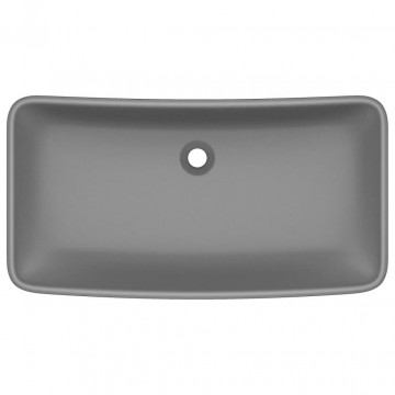 Chiuvetă de lux gri închis mat 71x38 cm ceramică dreptughiular - Img 3