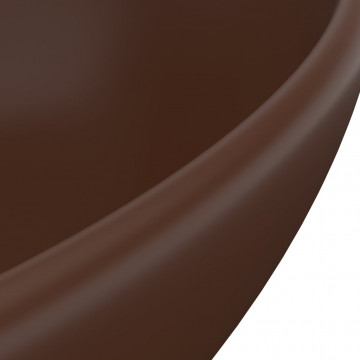 Chiuvetă de lux, maro mat, 40 x 33 cm, ceramică, formă ovală - Img 6