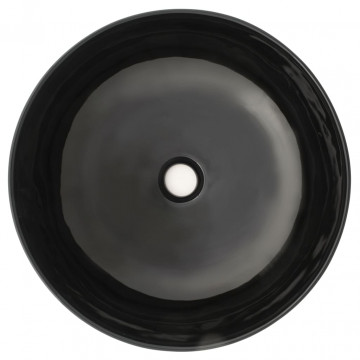 Chiuvetă din ceramică, rotundă, 41,5 x 13,5 cm, negru - Img 3