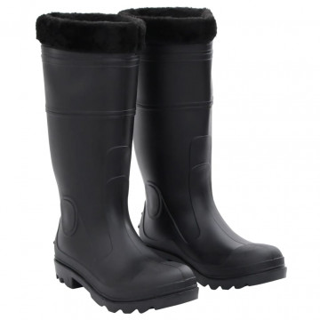 Cizme de ploaie cu șosete detașabile, negru, mărime 42, PVC - Img 1