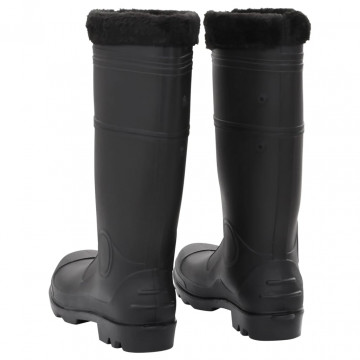 Cizme de ploaie cu șosete detașabile, negru, mărime 45, PVC - Img 7