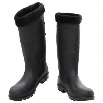 Cizme de ploaie cu șosete detașabile, negru, mărime 46, PVC - Img 2