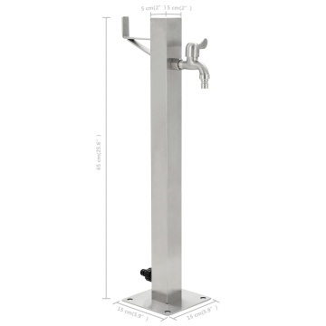 Coloană de apă de grădină, 65 cm, oțel inoxidabil, pătrat - Img 7