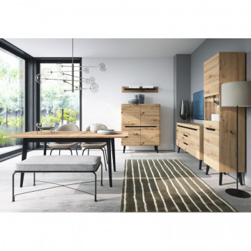 Comodă artizanală din stejar Scandi SC03 107 cm 4D - Img 2