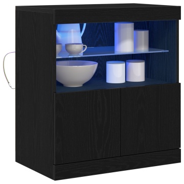 Comodă cu Lumini LED Stejar Negru 60x37x67 cm - Img 3