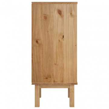 Comodă cu sertar, maro și gri, 46x39,5x90 cm, lemn masiv de pin - Img 7
