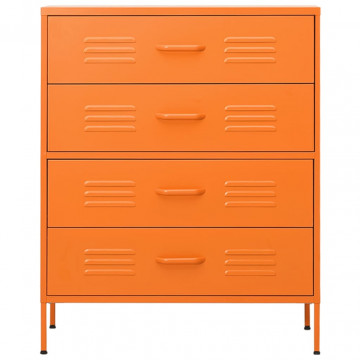 Comodă cu sertare, portocaliu, 80x35x101,5 cm, oțel - Img 3