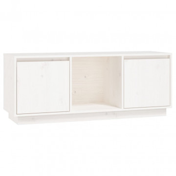 Comodă TV, alb, 110,5x35x44 cm, lemn masiv de pin - Img 2