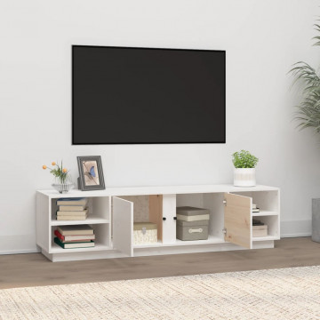 Comodă TV, alb, 156x40x40 cm, lemn masiv de pin - Img 2