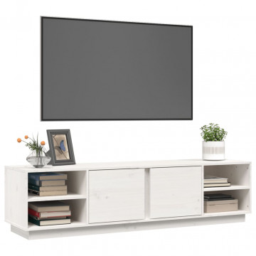 Comodă TV, alb, 156x40x40 cm, lemn masiv de pin - Img 3