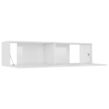 Comodă TV, alb extralucios, 120 x 30 x 30 cm, lemn prelucrat - Img 6